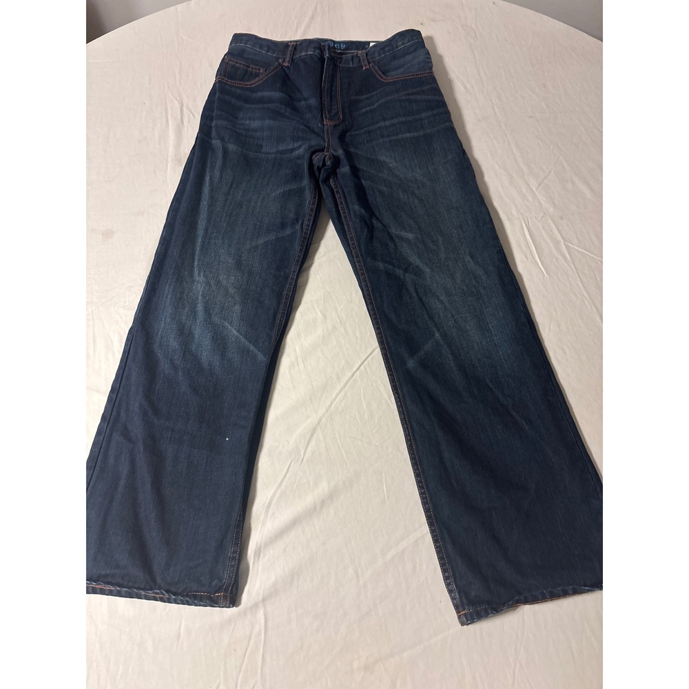 Gap 1969 Straight Leg Jeans Kids 16 Dark Wash Indigo Whiskered Denim